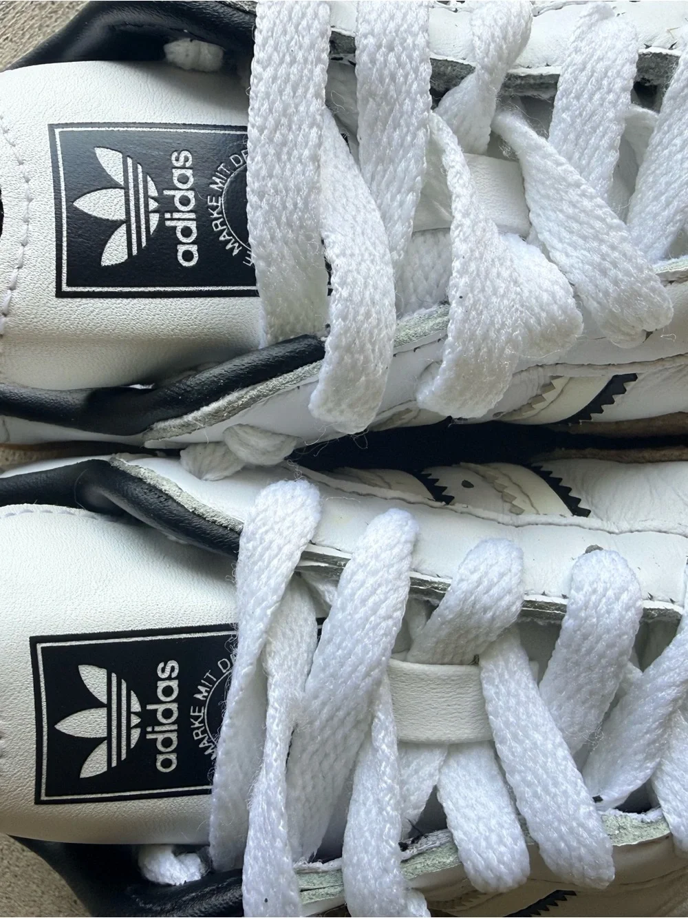 adidas Kids White & Black Classic Sneakers with Gum Sole